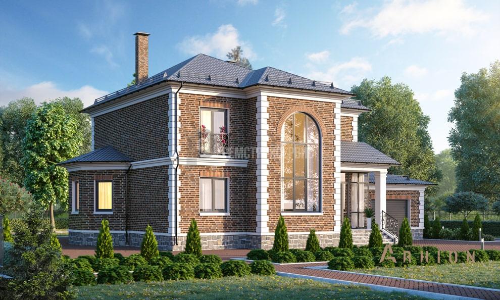 3. Проект двухэтажного дома в английском стиле с многоскатной кровлей, t-45-01, площадью - 206 кв c терассой, гаражом